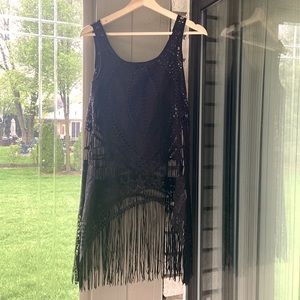 New Look Sheer Crochet Swim Cover-Up Dress Size S